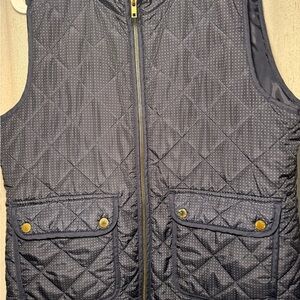 Willi Smith Quilted Navy Vest w White Dots/Gold Accent Sz Med? Buttons